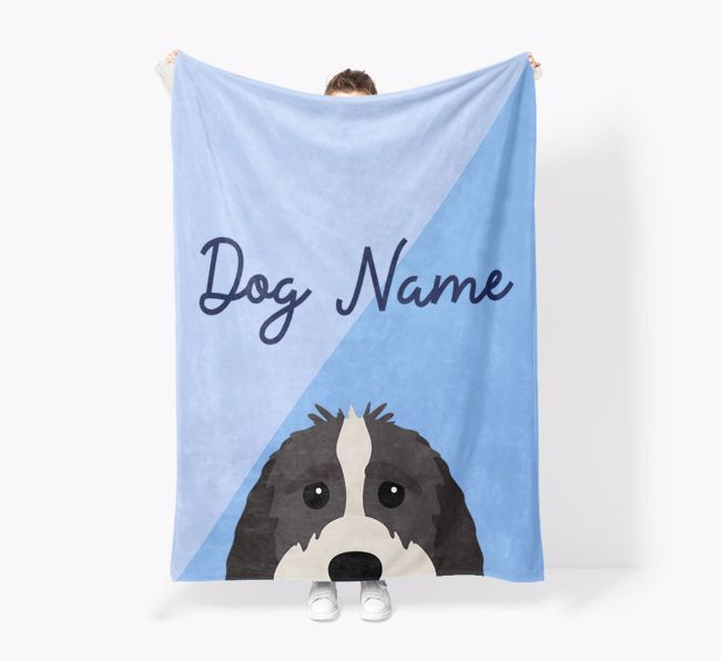 Peeking Name: Personalized {breedFullName} Premium Sherpa Fleece Blanket